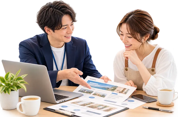 無料相談で担当者がプランを提案している様子